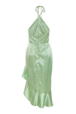 Petite Sage Halter Neck Asymmetric Midi Dress -Glamourista 00100038796 ZB