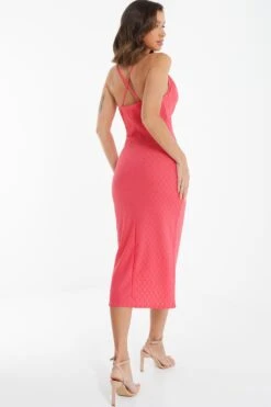 Pink Textured Cowl Midi Dress 8 Pink Textured Cowl Midi Dress -Glamourista 00100038847 XB