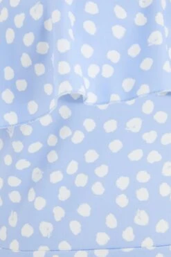 Curve Blue Smudge Print Bardot Midi Dress -Glamourista 00100038856 ZS