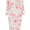 Curve Pink Floral Wrap Midi Dress