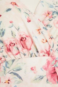 Curve Pink Floral Wrap Midi Dress -Glamourista 00100038860 ZS