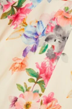 Curve Cream Floral Frill Midi Dress -Glamourista 00100038861 ZS