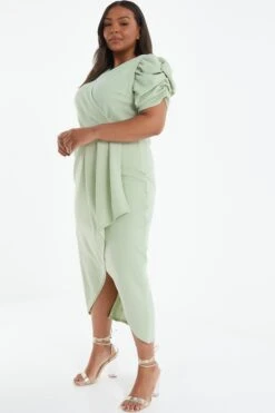 Curve Sage Wrap Midi Dress -Glamourista 00100038865 XS