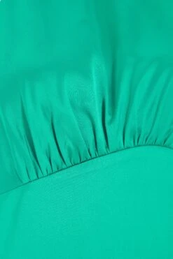 Jade Green Satin High Neck Midi Dress -Glamourista 00100038868 ZS