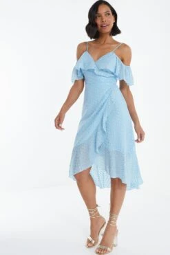 Blue Chiffon Foil Midi Dress -Glamourista 00100038869 XS