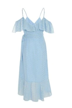 Blue Chiffon Foil Midi Dress -Glamourista 00100038869 ZB