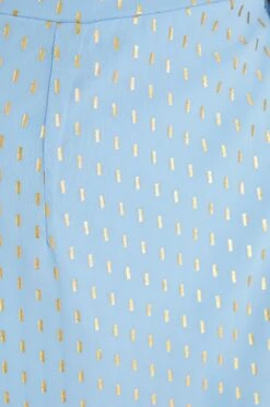 Blue Chiffon Foil Midi Dress -Glamourista 00100038869 ZS