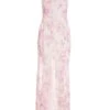 Pink Floral Mesh Maxi Dress