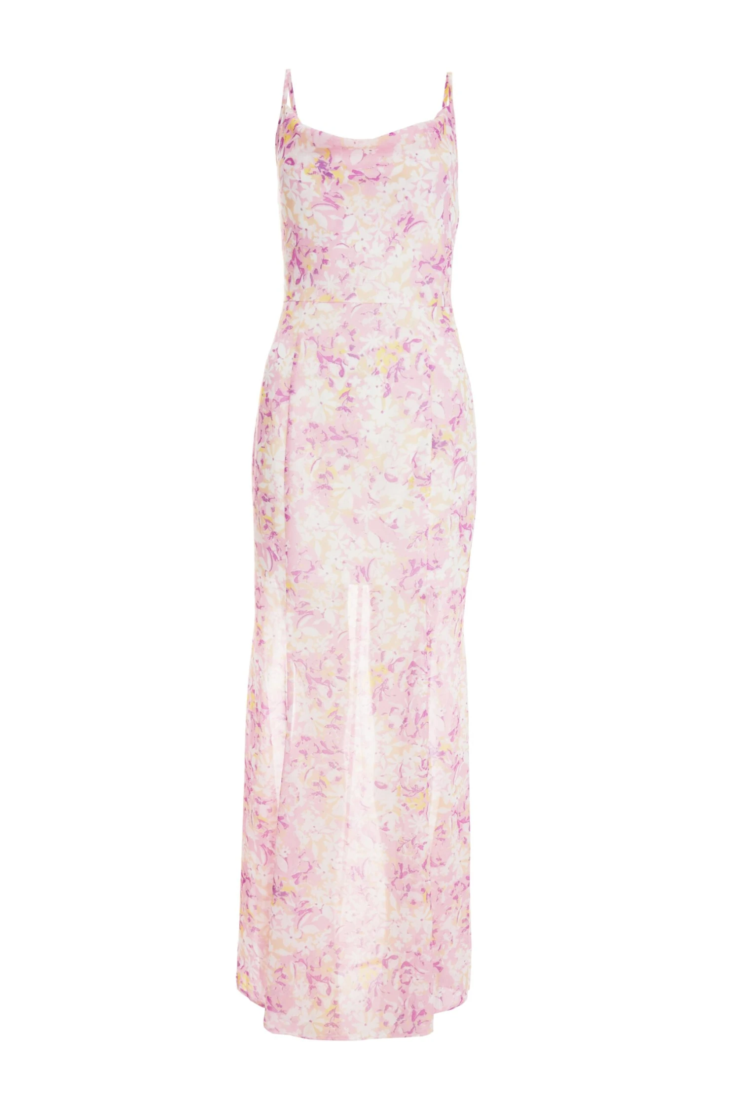 Pink Floral Mesh Maxi Dress 1 Pink Floral Mesh Maxi Dress