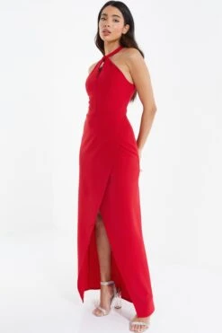 Red Cross Front Maxi Dress -Glamourista 00100038872 XS