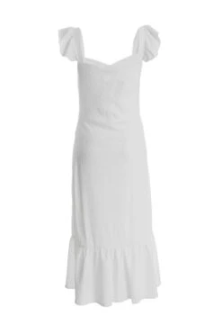 White Textured Frill Midi Dress -Glamourista 00100038881 ZB