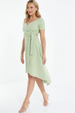 Green Bardot Dip Hem Midi Dress 9 Green Bardot Dip Hem Midi Dress -Glamourista 00100038996 XS