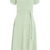 Green Bardot Dip Hem Midi Dress