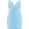 Blue Ruched Bodycon Mini Dress