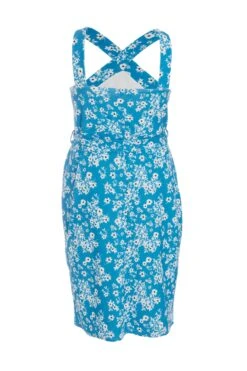 Blue Curve Ditsy Floral Midi Dress -Glamourista 00100039015 ZB