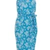 Blue Curve Ditsy Floral Midi Dress