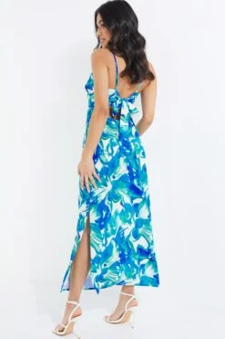 Petite Blue Tropical Print Midaxi Dress -Glamourista 00100039108 XB