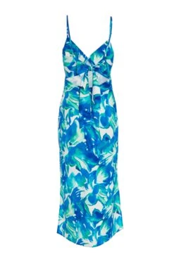 Petite Blue Tropical Print Midaxi Dress -Glamourista 00100039108 ZB