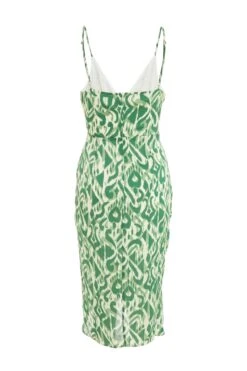 Green Aztec Print Ruched Midi Dress 10 Green Aztec Print Ruched Midi Dress -Glamourista 00100039114 ZB