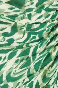 Green Aztec Print Ruched Midi Dress 11 Green Aztec Print Ruched Midi Dress -Glamourista 00100039114 ZS