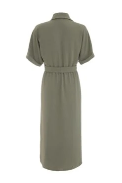 Khaki Shirt Midi Dress 10 Khaki Shirt Midi Dress -Glamourista 00100039122 ZB
