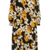 Curve Black Floral Wrap Midi Dress