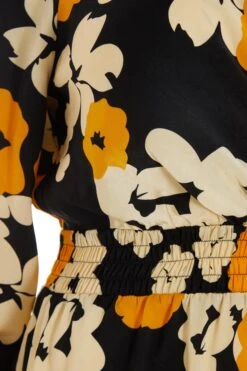 Curve Black Floral Wrap Midi Dress -Glamourista 00100039222 ZS