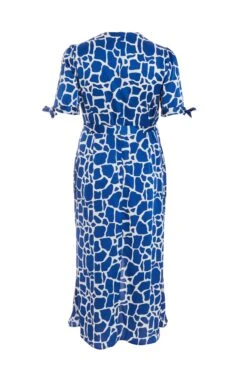 Curve Royal Blue Animal Print Warp Dress -Glamourista 00100039230 ZB