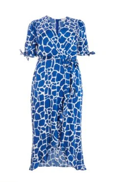 Curve Royal Blue Animal Print Warp Dress
