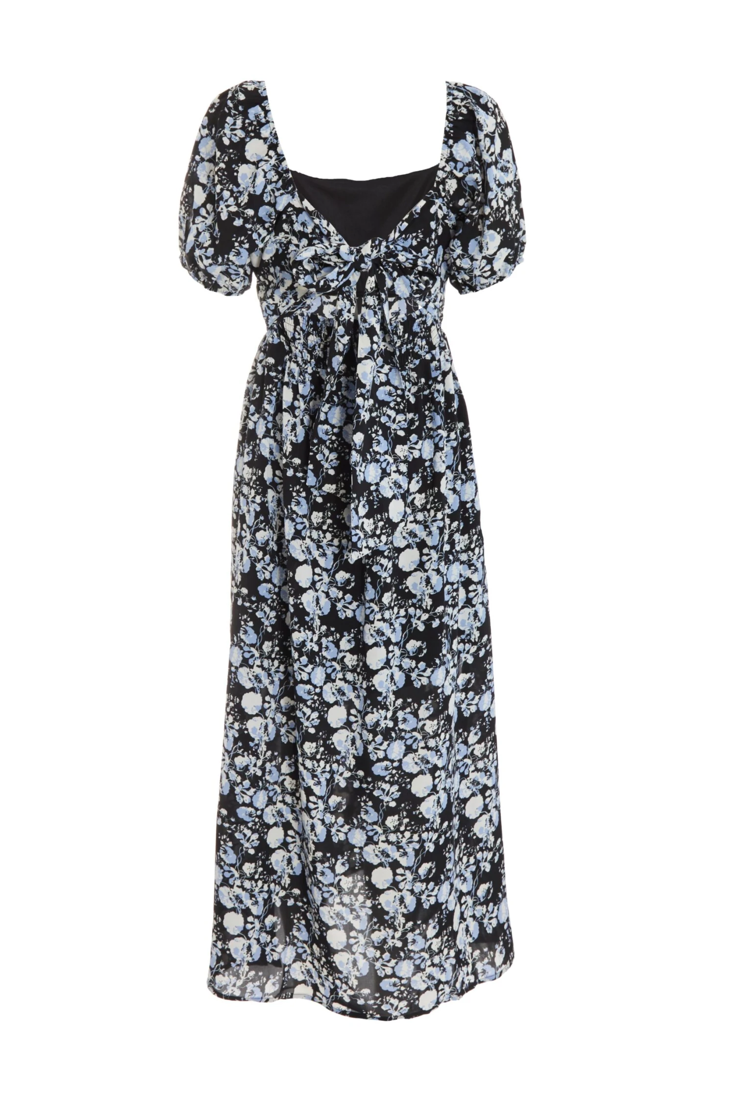 Black Floral Puff Sleeve Midi Dress 5 Black Floral Puff Sleeve Midi Dress - Image 5