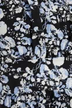 Black Floral Puff Sleeve Midi Dress 11 Black Floral Puff Sleeve Midi Dress -Glamourista 00100039342 ZS