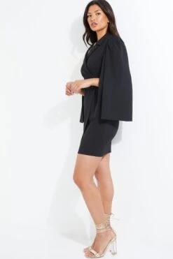 Black Cape Sleeve Midi Dress -Glamourista 00100039352 XS