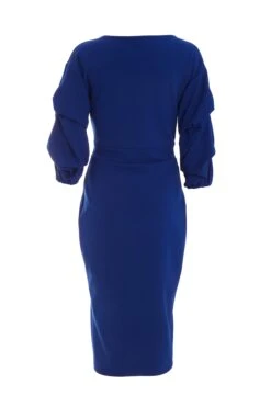 Royal Blue Wrap Tie Midi Dress -Glamourista 00100039356 ZB