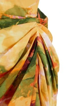 Multicolored Satin Marble Print Ruched Midi Dress 11 Multicolored Satin Marble Print Ruched Midi Dress -Glamourista 00100039375 ZS