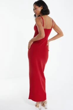 Red Buckle Strap Maxi Dress -Glamourista 00100039464 XB