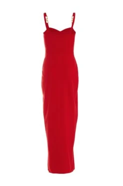 Red Buckle Strap Maxi Dress -Glamourista 00100039464 ZB