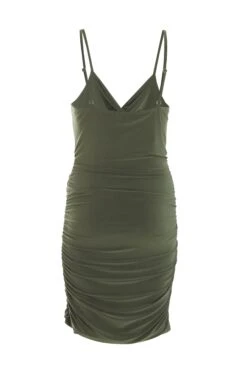 Khaki Knot Front Mini Dress -Glamourista 00100039469 ZB