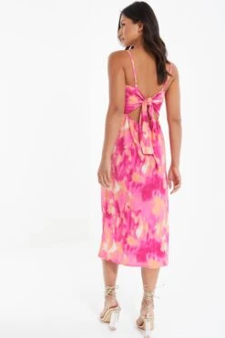 Pink Marble Tie Back Midi Dress -Glamourista 00100039473 XB