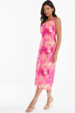 Pink Marble Tie Back Midi Dress -Glamourista 00100039473 XS