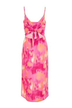 Pink Marble Tie Back Midi Dress -Glamourista 00100039473 ZB