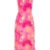 Pink Marble Tie Back Midi Dress