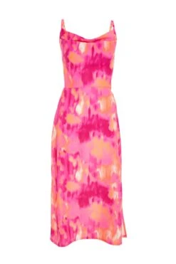 Pink Marble Tie Back Midi Dress
