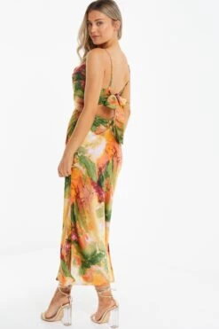 Petite Multicoloured Marble Print Midaxi Dress -Glamourista 00100039492 XB