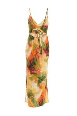Petite Multicoloured Marble Print Midaxi Dress -Glamourista 00100039492 ZB