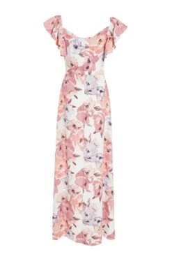 Pink Floral Frill Sleeve Maxi Dress -Glamourista 00100039502 ZB
