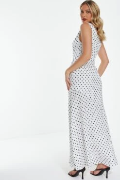 White Polka Dot Maxi Dress -Glamourista 00100039506 XB
