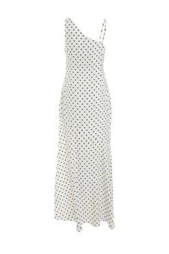 White Polka Dot Maxi Dress -Glamourista 00100039506 ZB