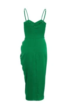 Jade Green Ruched Corset Midi Dress -Glamourista 00100039507 ZB