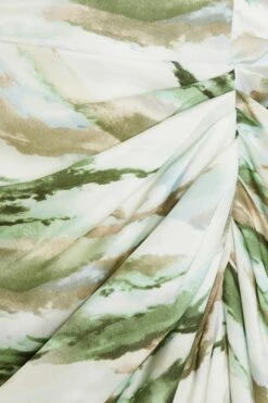 Curve Green Marble Print Bardot Midi Dress -Glamourista 00100039601 ZS