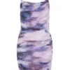 Purple Marble Print Mesh Mini Dress
